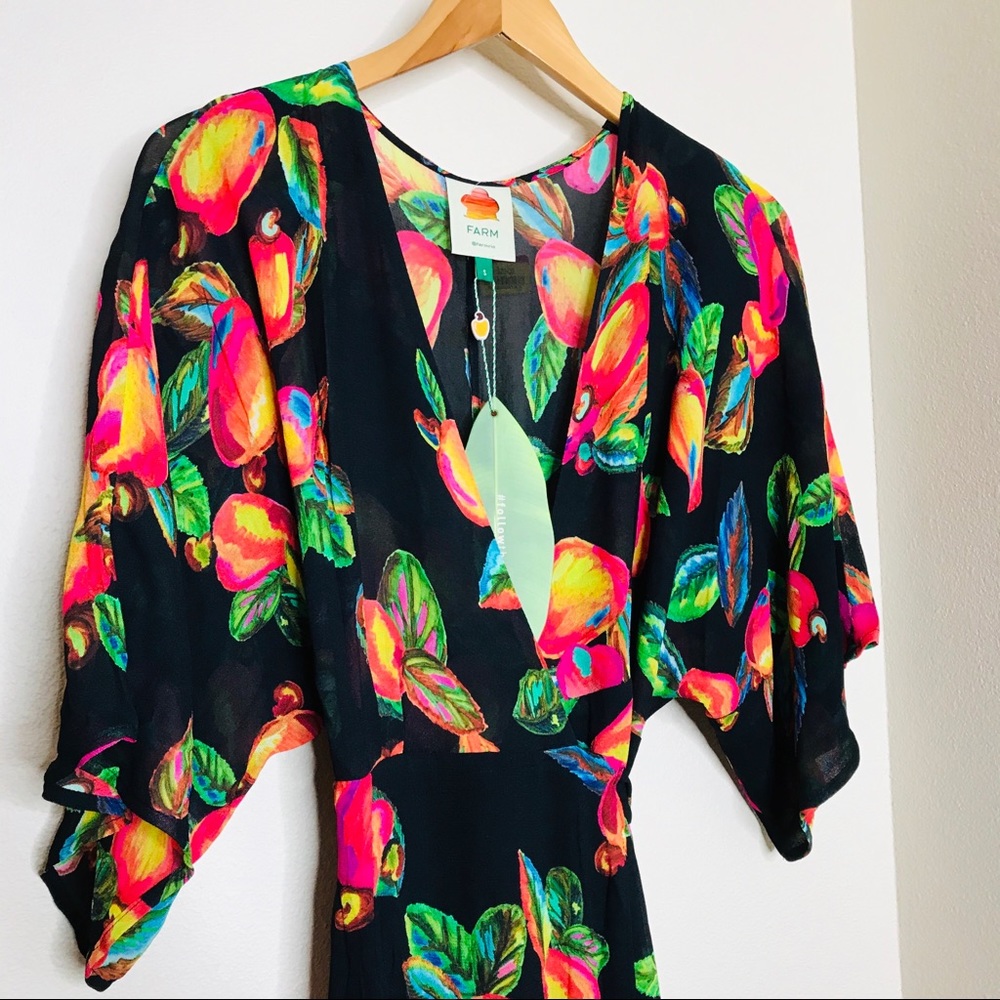 FARM Rio Anthropologie Cashew Print Wrap Dress - Picture 3 of 16